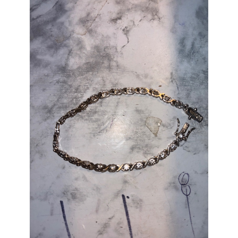 925 Sterling Silver Cubic Zirconia XO Tennis Bracelet Hugs and Kisses CZ Link